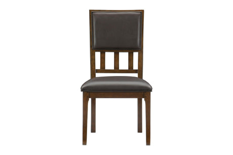 Frazier Park Brown Modern Subtle Lodge Solid Wood Faux Leather Seat Rectangular Dining Room Set - Ella Furniture