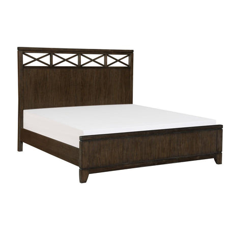 Griggs Dark Brown Modern Contemporary Ash Veneer Wood And Engineered Wood King Panel Bed - Ella Furniture