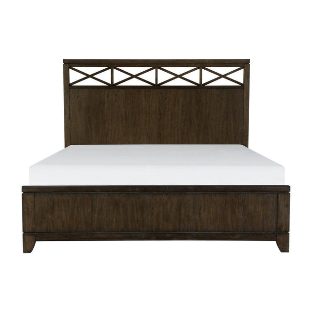 Griggs Dark Brown Modern Contemporary Ash Veneer Wood And Engineered Wood King Panel Bed - Ella Furniture