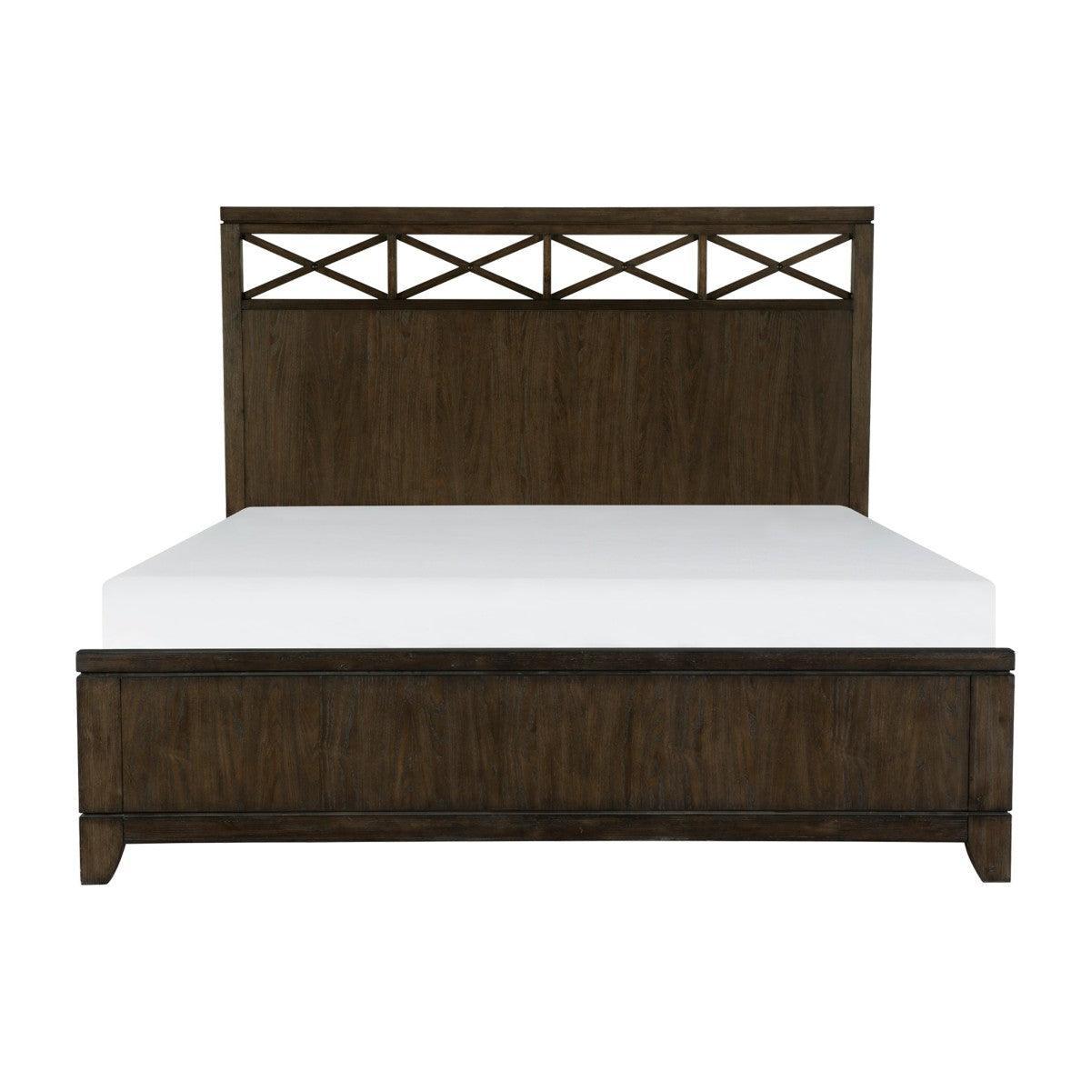 Griggs Dark Brown Modern Contemporary Ash Veneer Wood And Engineered Wood King Panel Bed - Ella Furniture