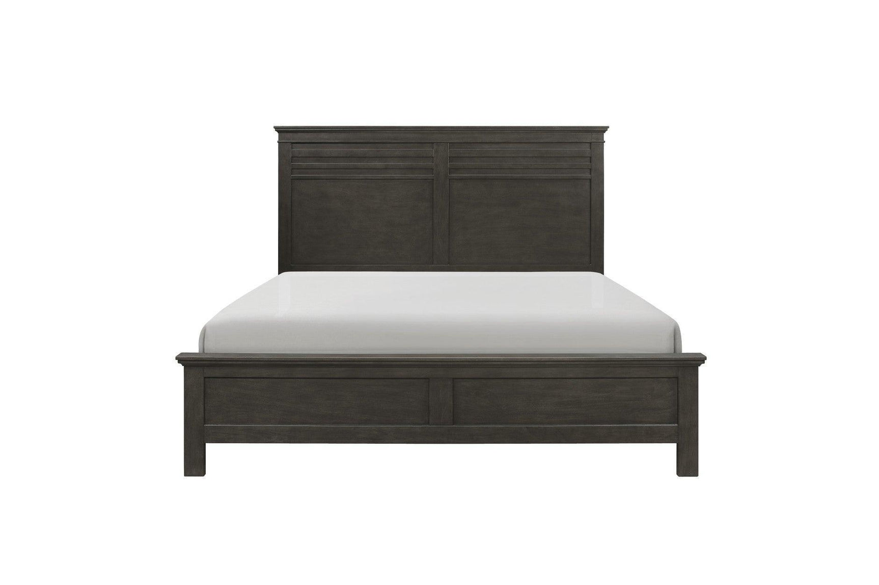 Blaire Farm Charcoal Gray Okume Veneer And Modern Solid Wood Panel Bedroom Set - Ella Furniture