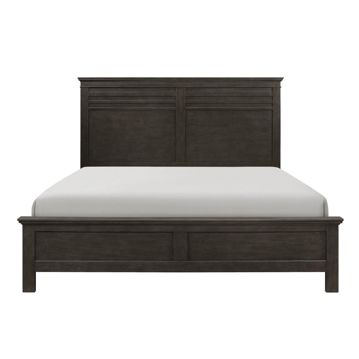 Blaire Charcoal Gray Modern Transitional Okume Veneer Wood And Engineered Wood King Panel Bed - Ella Furniture