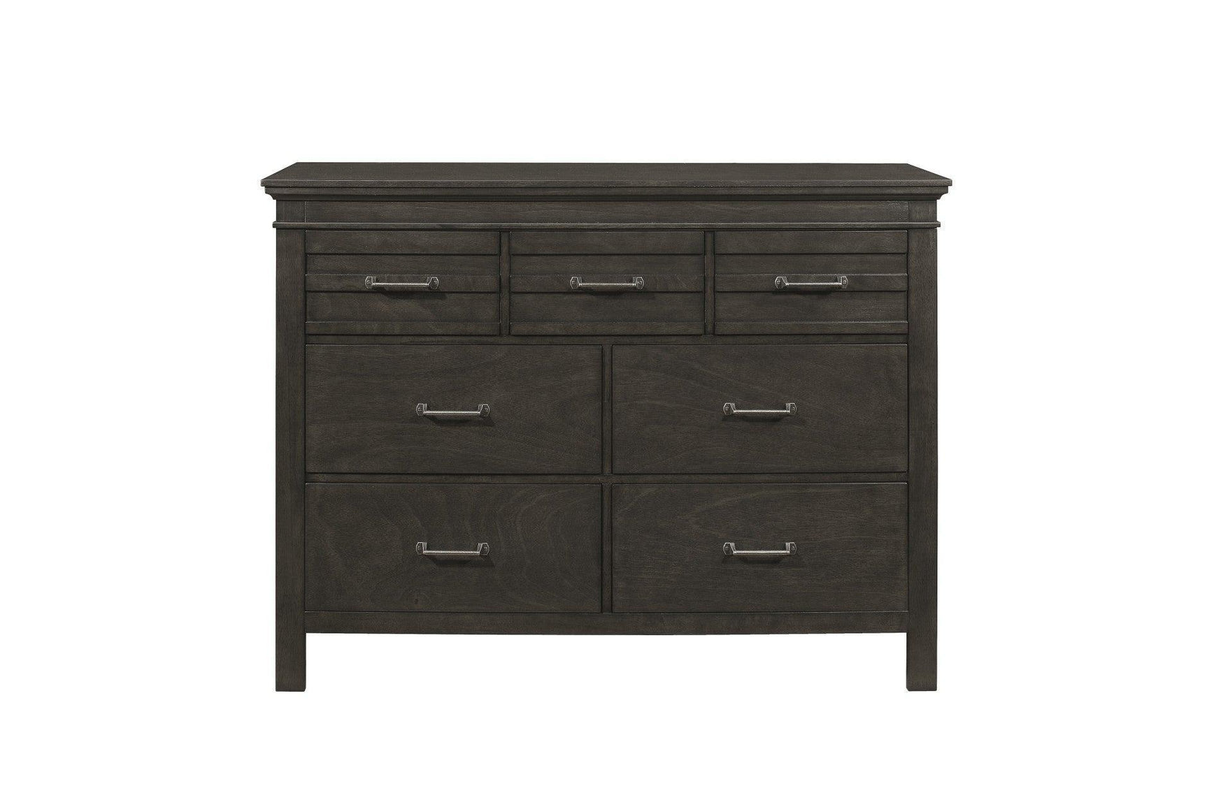Blaire Farm Charcoal Gray Okume Veneer And Modern Solid Wood Panel Bedroom Set - Ella Furniture