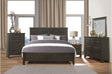 Blaire Farm Charcoal Gray Okume Veneer And Modern Solid Wood Panel Bedroom Set - Ella Furniture