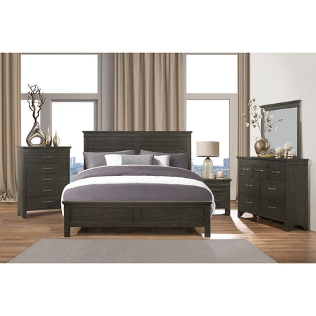Blaire Farm Charcoal Gray Modern Traditional Okume Veneer, Wood And Engineered Wood Full Bed - Ella Furniture