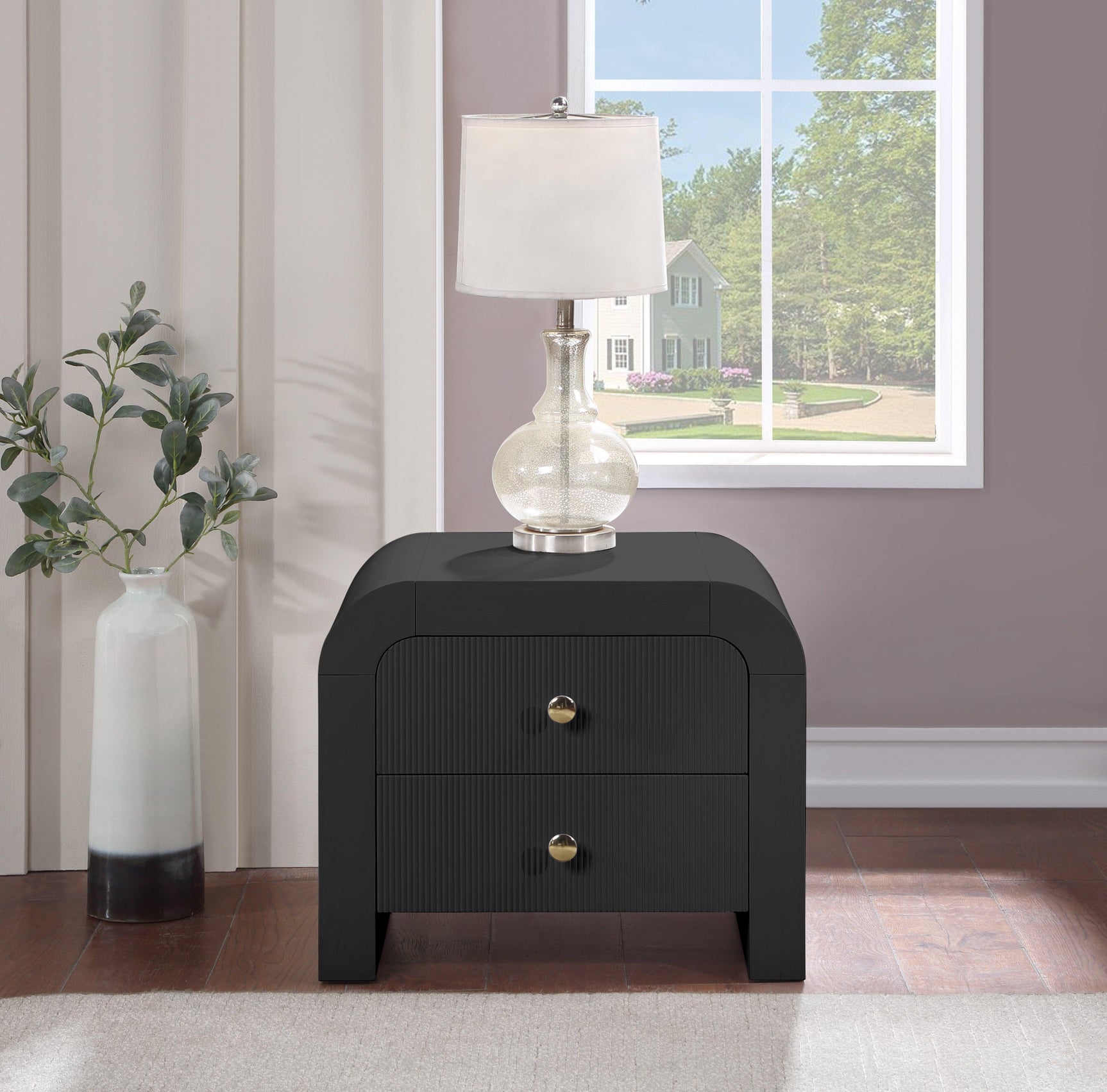Artisto Black Nightstand - Ella Furniture
