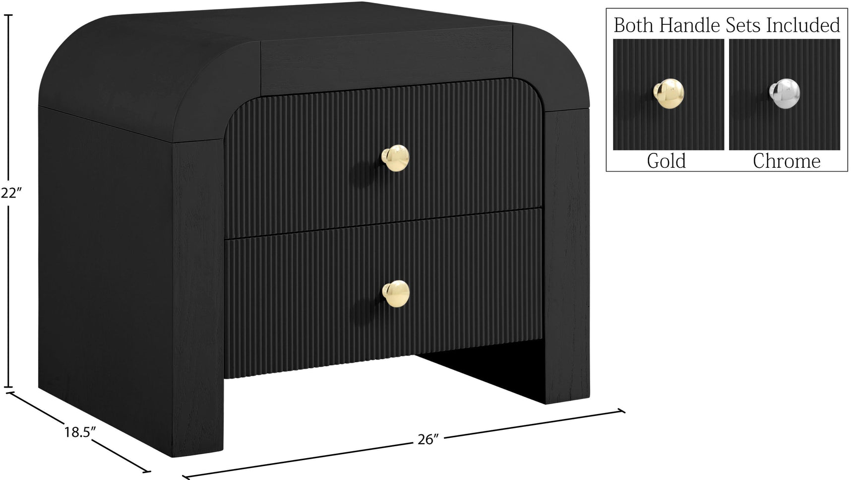 Artisto Black Nightstand - Ella Furniture