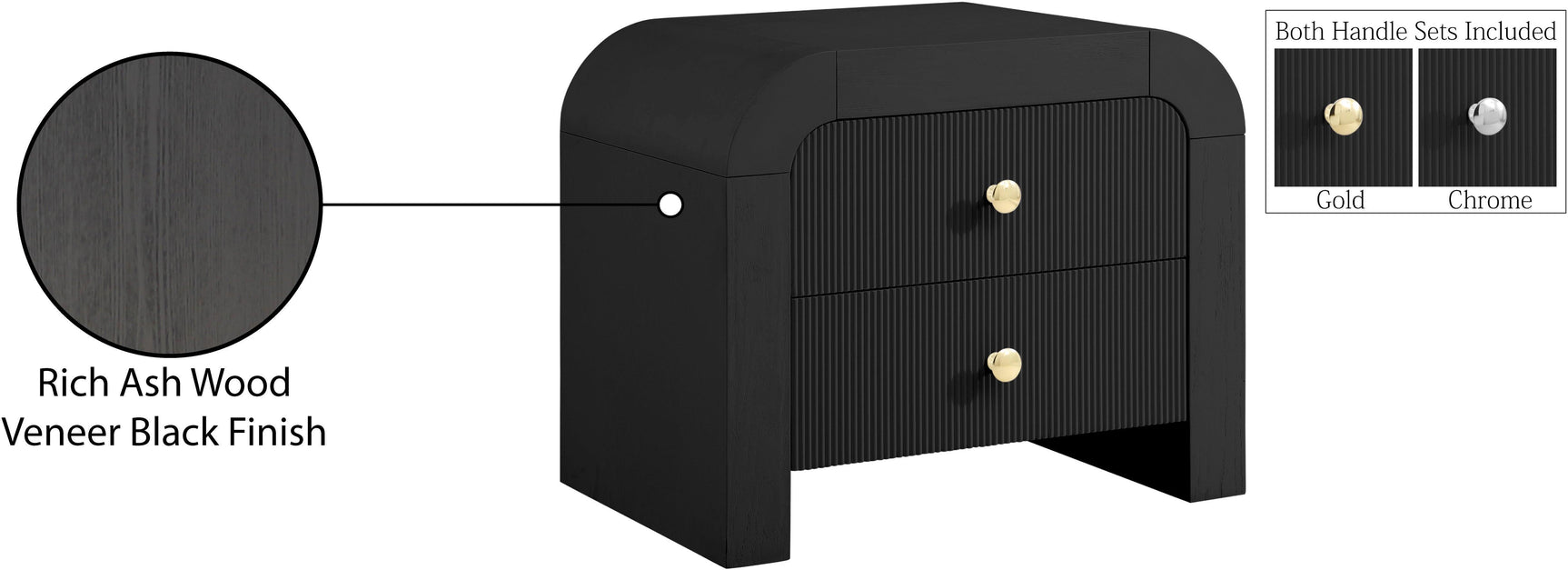 Artisto Black Nightstand - Ella Furniture