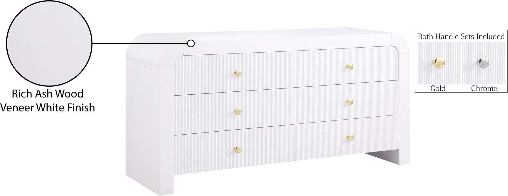 Artisto White Dresser - Ella Furniture