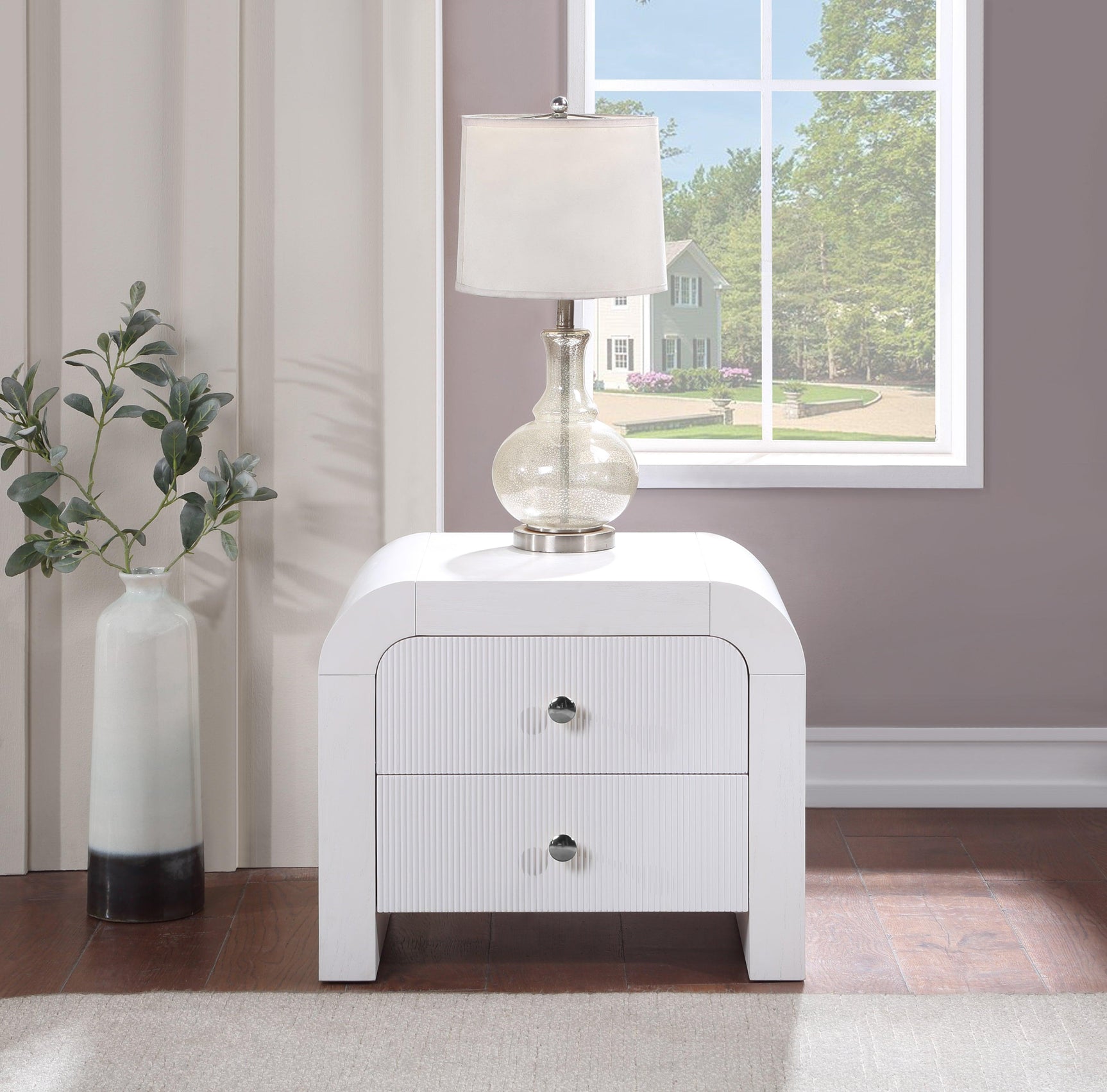 Artisto White Nightstand - Ella Furniture