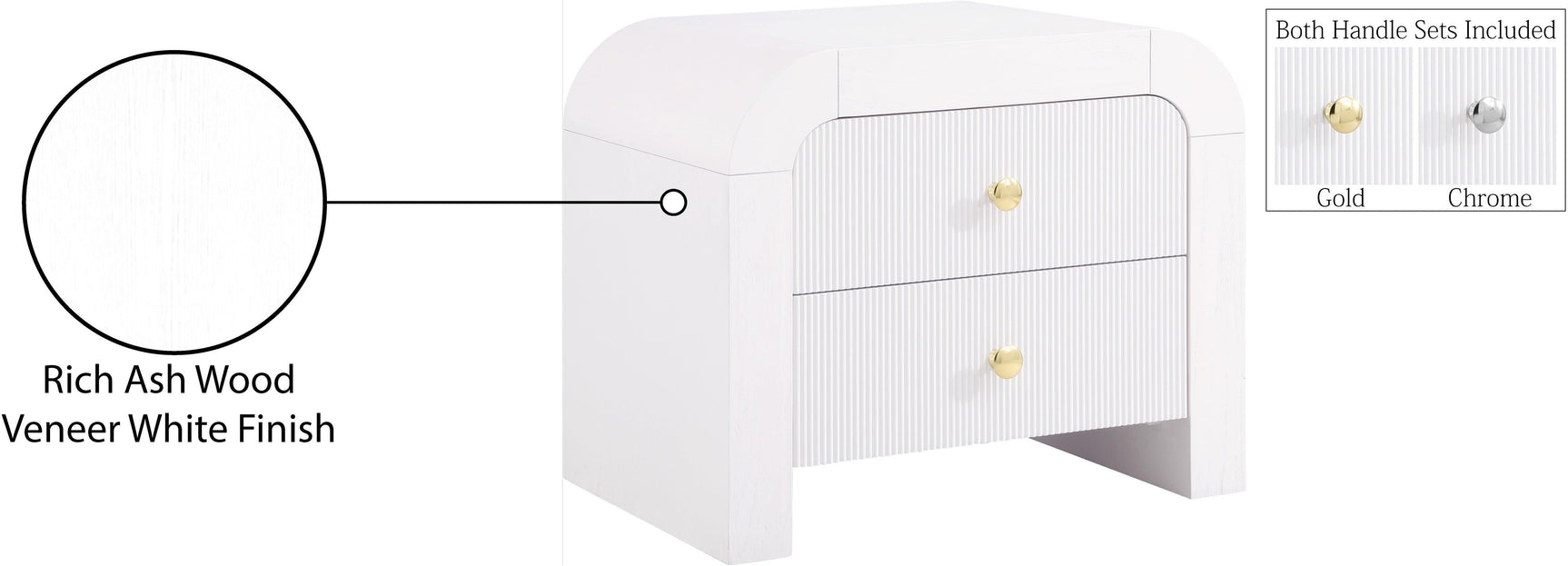 Artisto White Nightstand - Ella Furniture