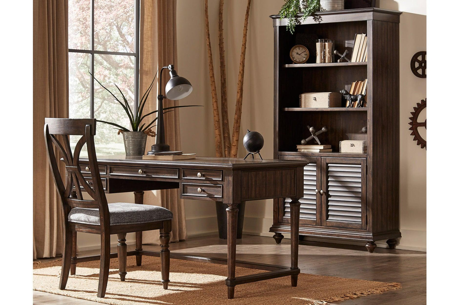 Cardano Charcoal Modern Tranisitional Traditional Acacia Solids And Veneers Writing Desk - Ella Furniture