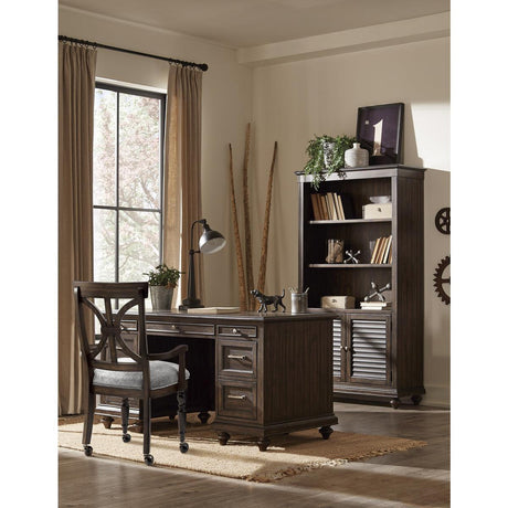 Cardano Driftwood Charcoal Traditional Solid Wood And Plywood Fabric Upholstery Youth Desk Chair - Ella Furniture