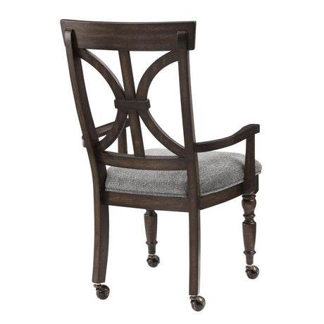 Cardano Driftwood Chacoal Modern Traditional Wood Frame Fabric Upholstery Desk Armchair - Ella Furniture