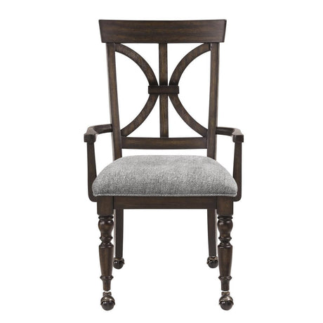 Cardano Driftwood Chacoal Modern Traditional Wood Frame Fabric Upholstery Desk Armchair - Ella Furniture