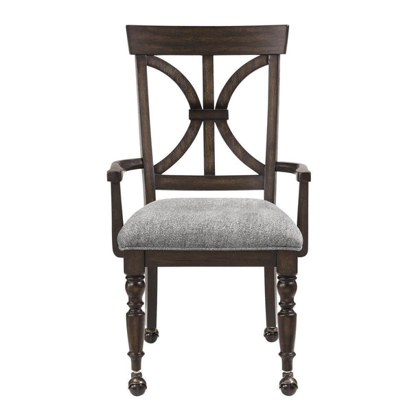 Cardano Driftwood Chacoal Modern Traditional Wood Frame Fabric Upholstery Desk Armchair - Ella Furniture