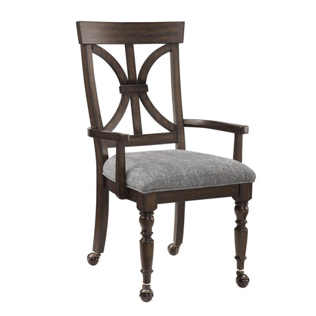 Cardano Driftwood Chacoal Modern Traditional Wood Frame Fabric Upholstery Desk Armchair - Ella Furniture