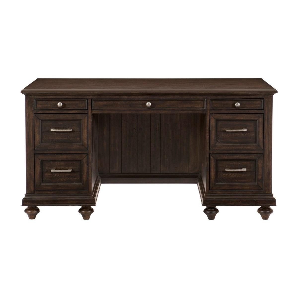 Cardano Driftwood Charcoal Traditional Acacia Veneer Wood And Engineered Wood Executive Desk - Ella Furniture