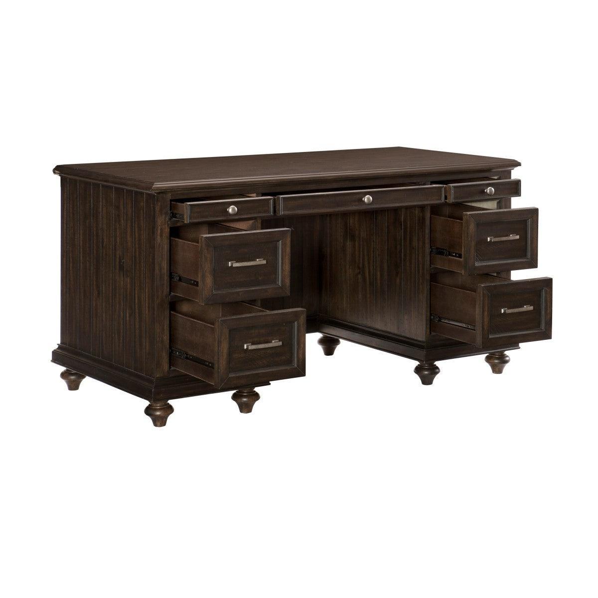 Cardano Driftwood Charcoal Traditional Acacia Veneer Wood And Engineered Wood Executive Desk - Ella Furniture