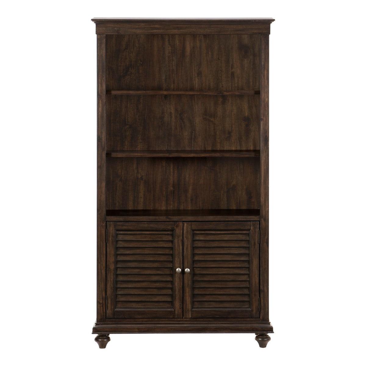 Cardano Driftwood Charcoal Acacia Veneer Wood And Engineered Wood Bookcase 3 Upper Open Shelves - Ella Furniture