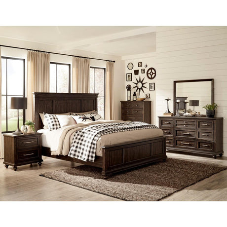 Cardano Driftwood Charcoal Modern Transitional Acacia Veneer Wood, Engineered Wood King Panel Bed - Ella Furniture