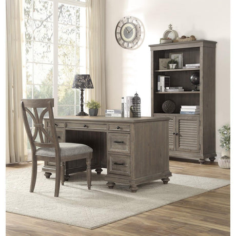 Cardano Driftwood Light Brown Acacia Veneer Wood, Engineered Wood Bookcase 3 Upper Open Shelves - Ella Furniture