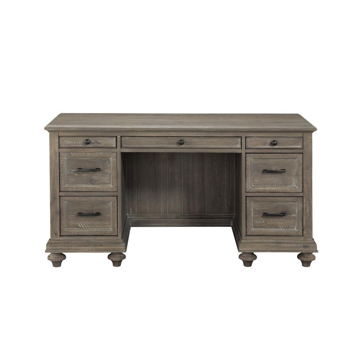 Cardano Driftwood Light Brown Traditional Acacia Veneer Wood And Engineered Wood Executive Desk - Ella Furniture