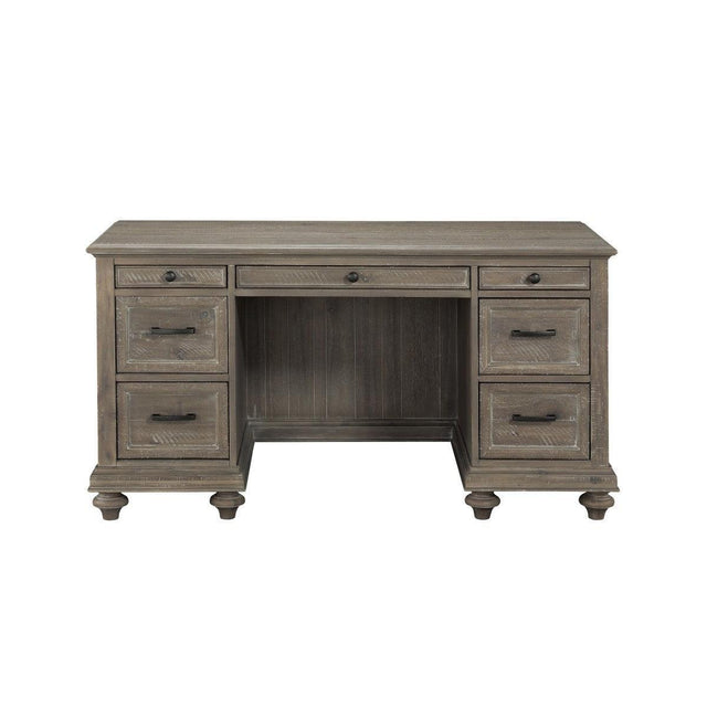 Cardano Driftwood Light Brown Traditional Acacia Veneer Wood And Engineered Wood Executive Desk - Ella Furniture