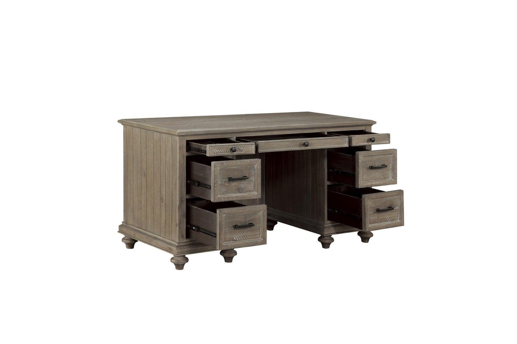 Cardano Light Brown Modern Traditional Transitional Acacia Solids And Veneers Executive Desk - Ella Furniture