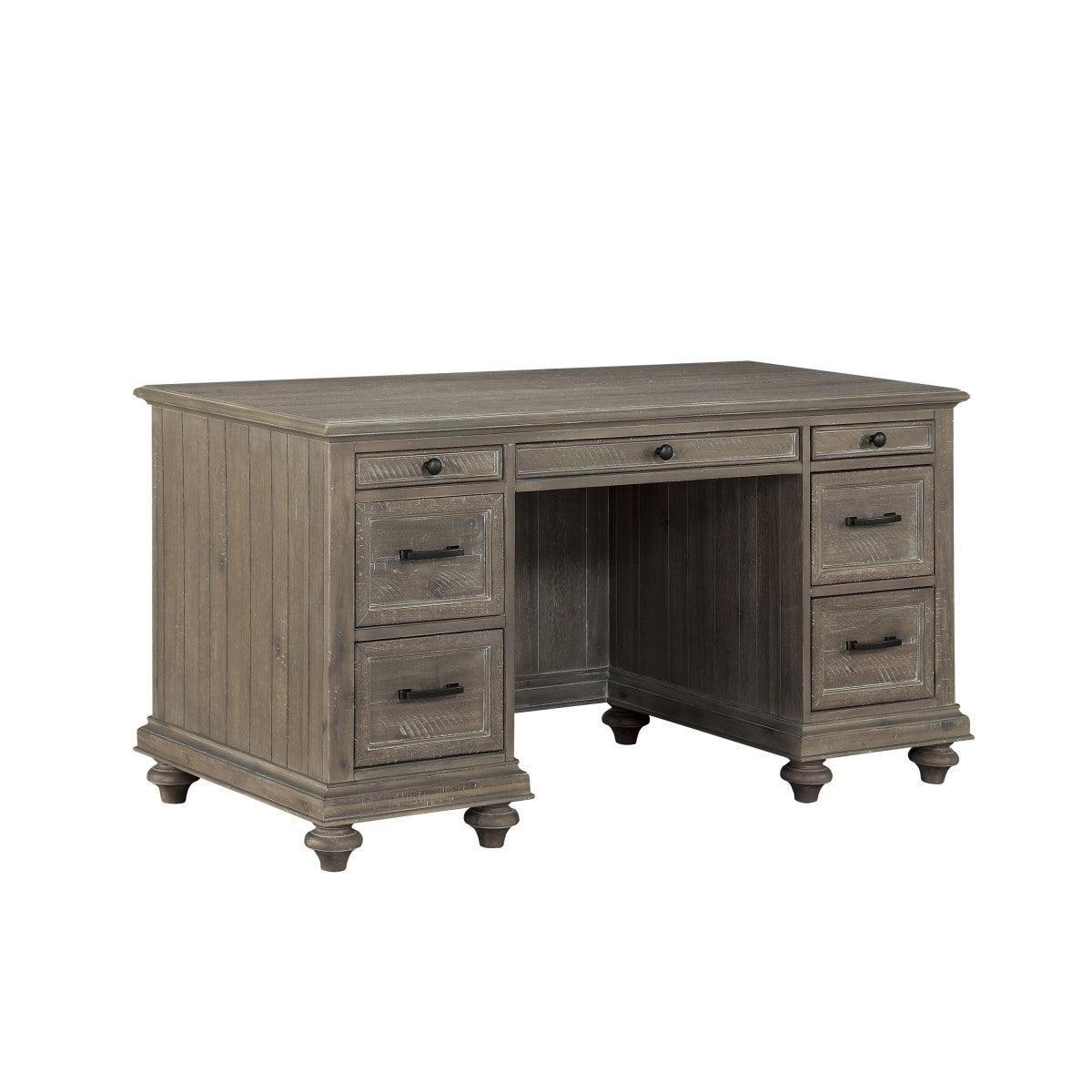 Cardano Driftwood Light Brown Traditional Acacia Veneer Wood And Engineered Wood Executive Desk - Ella Furniture