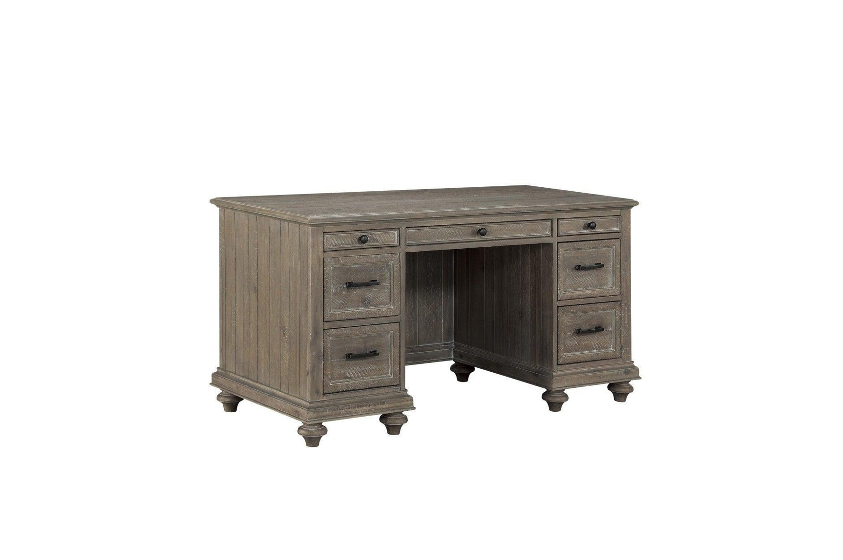 Cardano Light Brown Modern Traditional Transitional Acacia Solids And Veneers Executive Desk - Ella Furniture