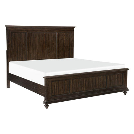 Cardano Driftwood Charcoal Modern Transitional Acacia Veneer Wood, Engineered Wood King Panel Bed - Ella Furniture