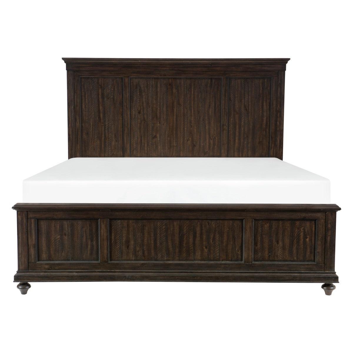 Cardano Driftwood Charcoal Modern Transitional Acacia Veneer Wood, Engineered Wood King Panel Bed - Ella Furniture