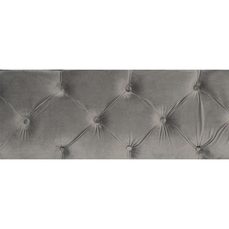 Rachelle Gray Velvet Veneer Wood And Engineered Wood Fabric Upholstery Tufted King Sleigh Bed - Ella Furniture