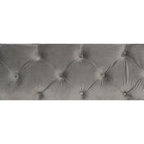 Rachelle Gray Velvet Knotty Pecan Engineered Wood Fabric Upholstery Tufted Queen Sleigh Bed - Ella Furniture