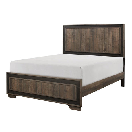 Ellendale Rustic Mahogany Dark Ebony Faux Wood Veneer Wood And Engineered Wood King Panel Bed - Ella Furniture