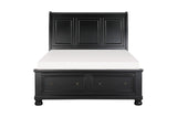 Laurelin Black Sand-through Finish Contemporary Transitional Solid Wood Storage Bedroom Set - Ella Furniture
