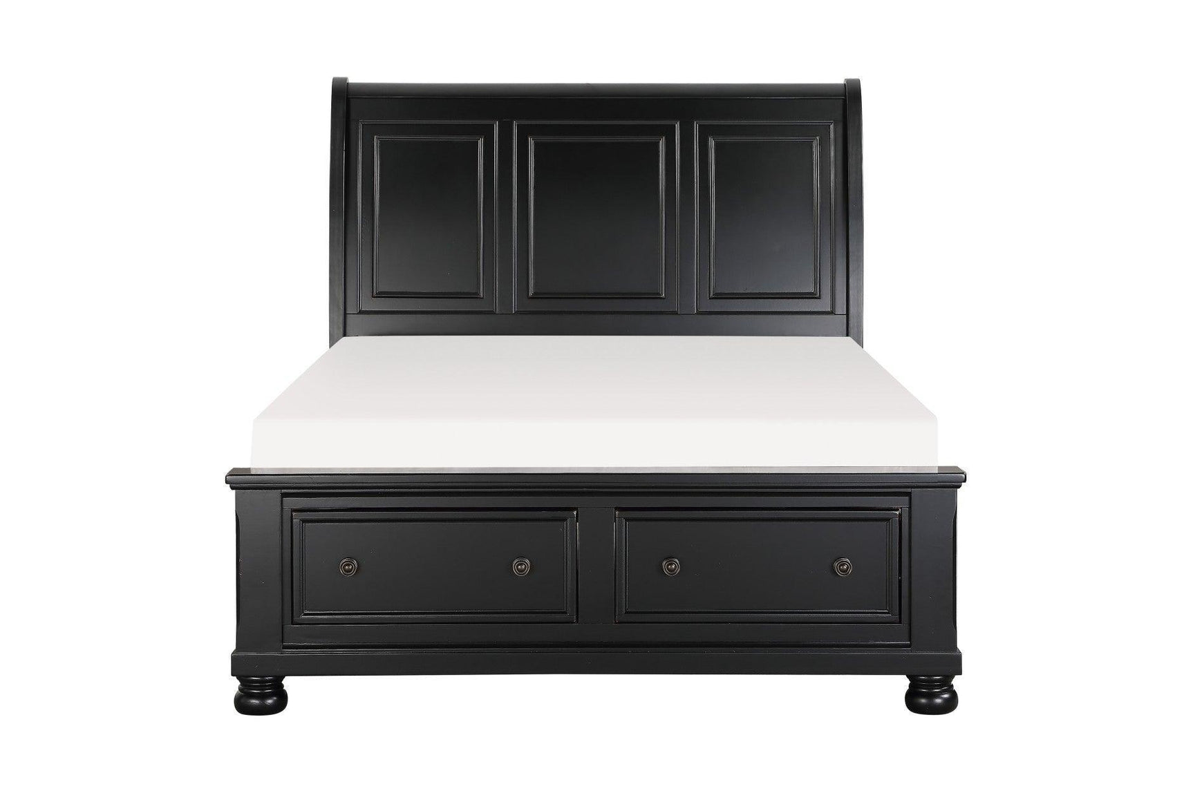 Laurelin Black Sand-through Finish Contemporary Transitional Solid Wood Storage Bedroom Set - Ella Furniture