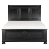 Laurelin Black Modern Traditional Transitional Wood And Engineered Wood Queen Sleigh Storage Bed - Ella Furniture