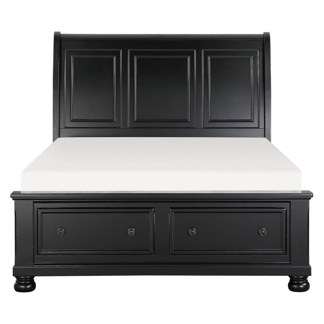 Laurelin Black Modern Traditional Transitional Wood And Engineered Wood Queen Sleigh Storage Bed - Ella Furniture