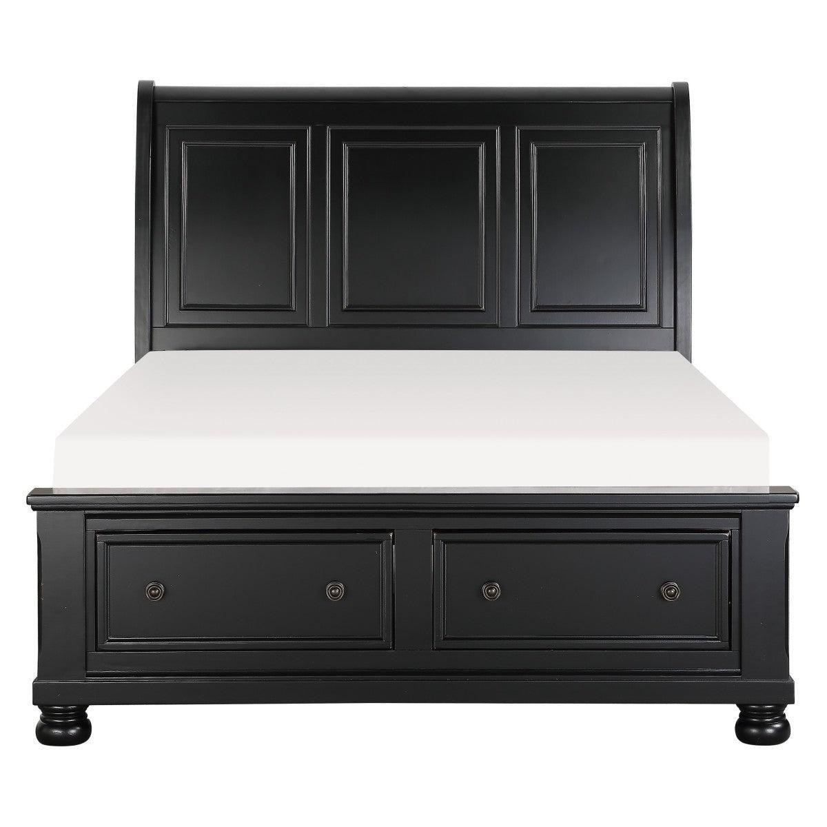 Laurelin Black Modern Traditional Transitional Wood And Engineered Wood Queen Sleigh Storage Bed - Ella Furniture