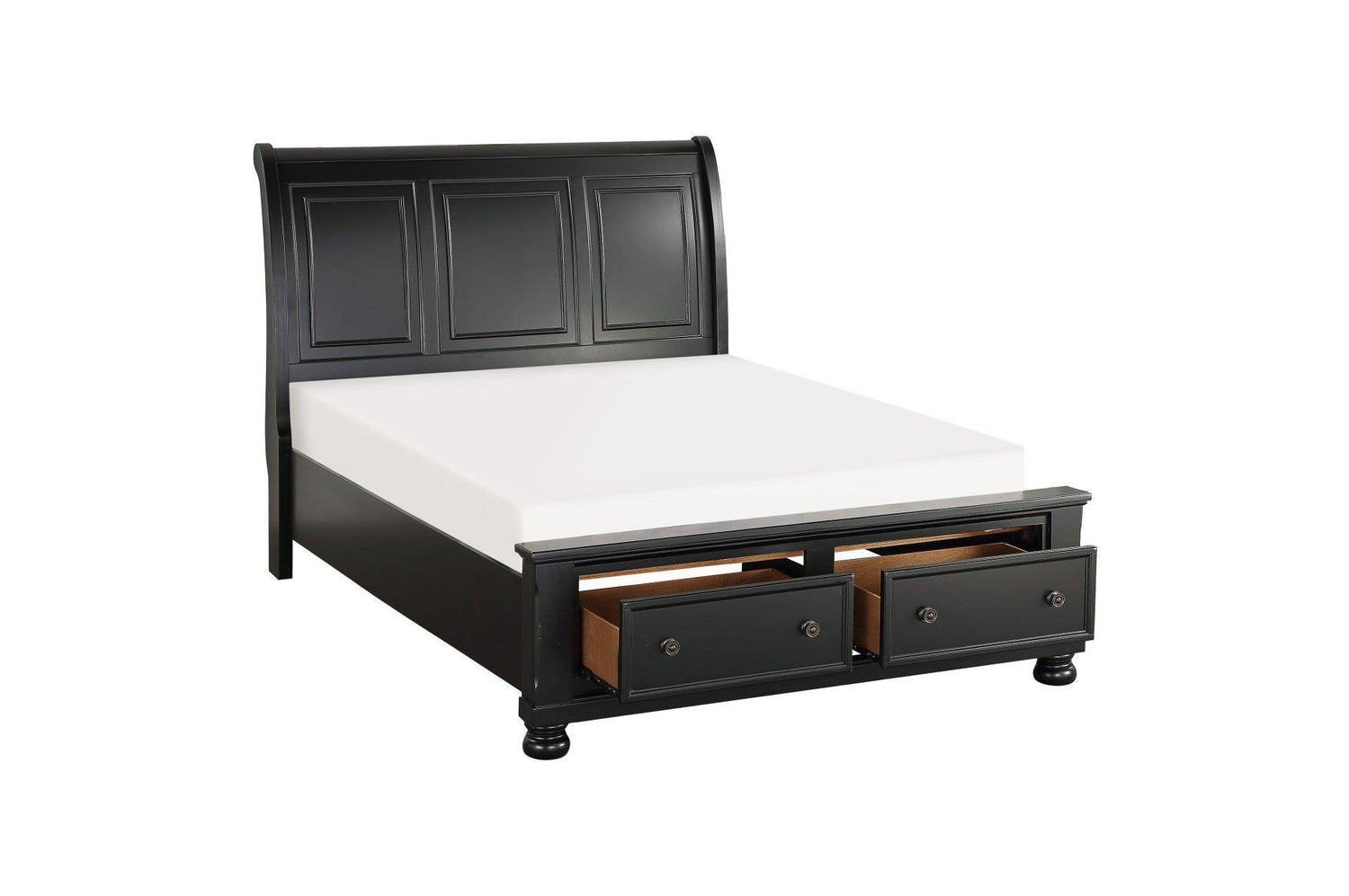 Laurelin Black Sand-through Finish Contemporary Transitional Solid Wood Storage Bedroom Set - Ella Furniture
