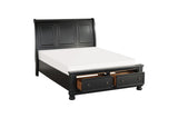 Laurelin Black Sand-through Finish Contemporary Transitional Solid Wood Storage Bedroom Set - Ella Furniture
