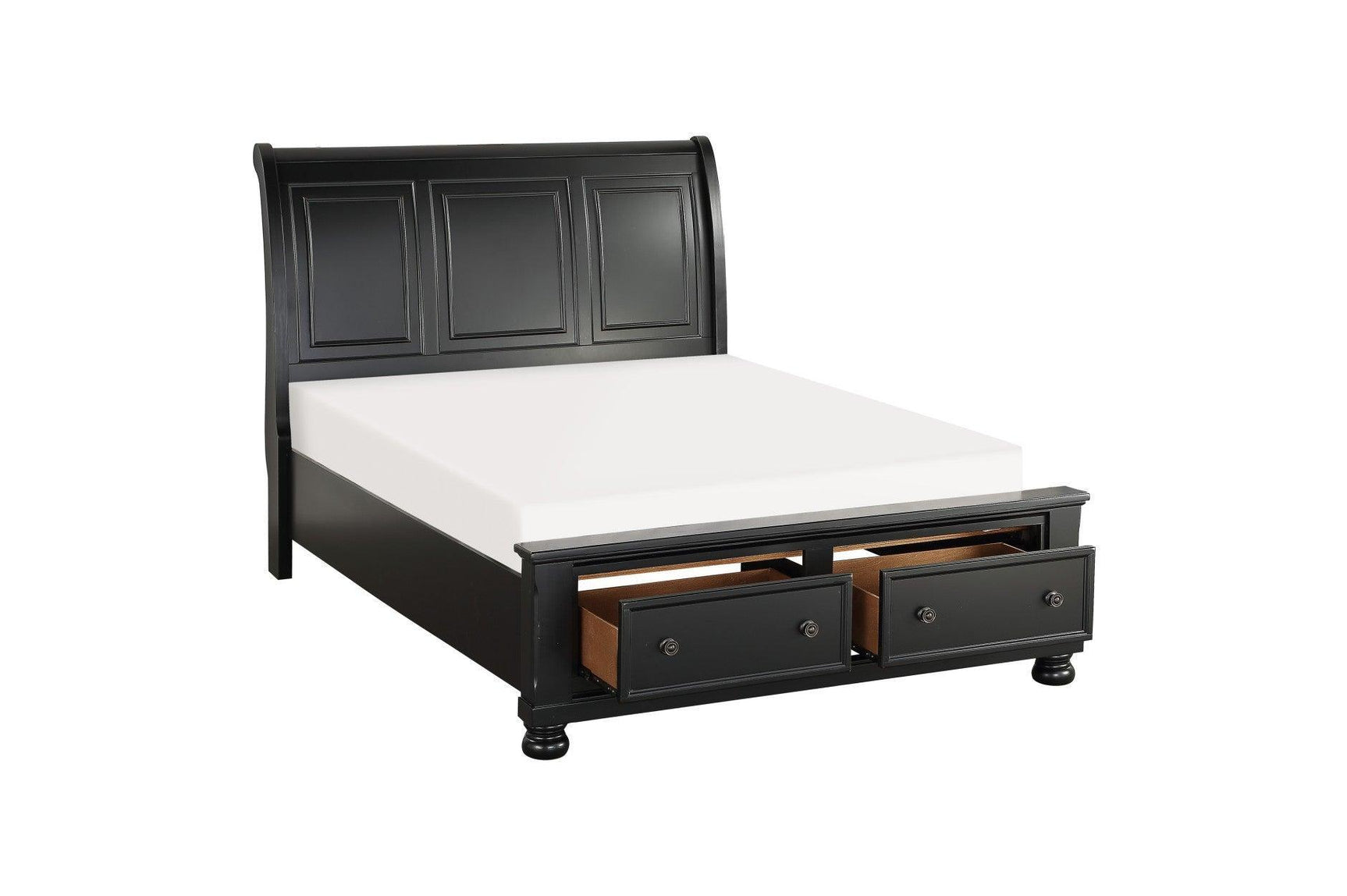 Laurelin Black Sand-through Finish Contemporary Transitional Solid Wood Storage Bedroom Set - Ella Furniture