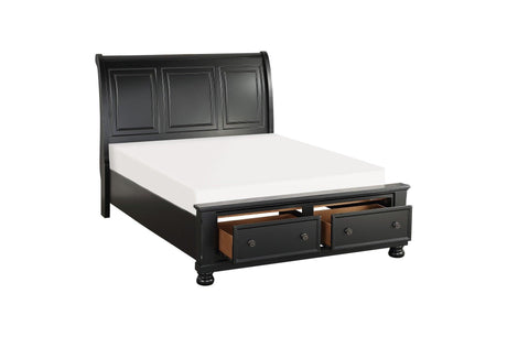 Laurelin Black Sand-through Finish Contemporary Transitional Solid Wood Storage Bedroom Set - Ella Furniture