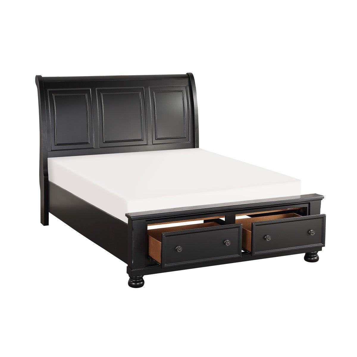 Laurelin Black Modern Traditional Transitional Wood And Engineered Wood King Sleigh Storage Bed - Ella Furniture