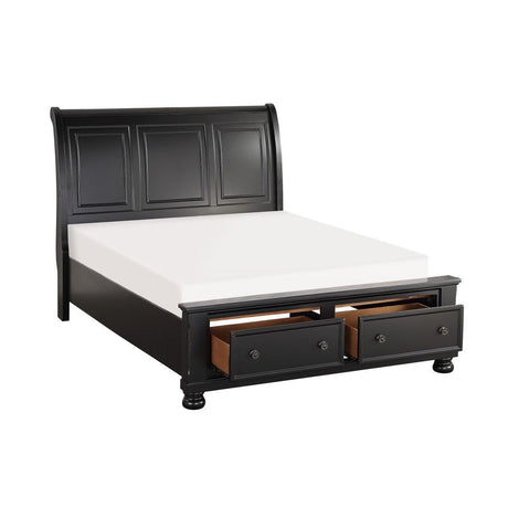 Laurelin Black Modern Traditional Transitional Wood And Engineered Wood King Sleigh Storage Bed - Ella Furniture