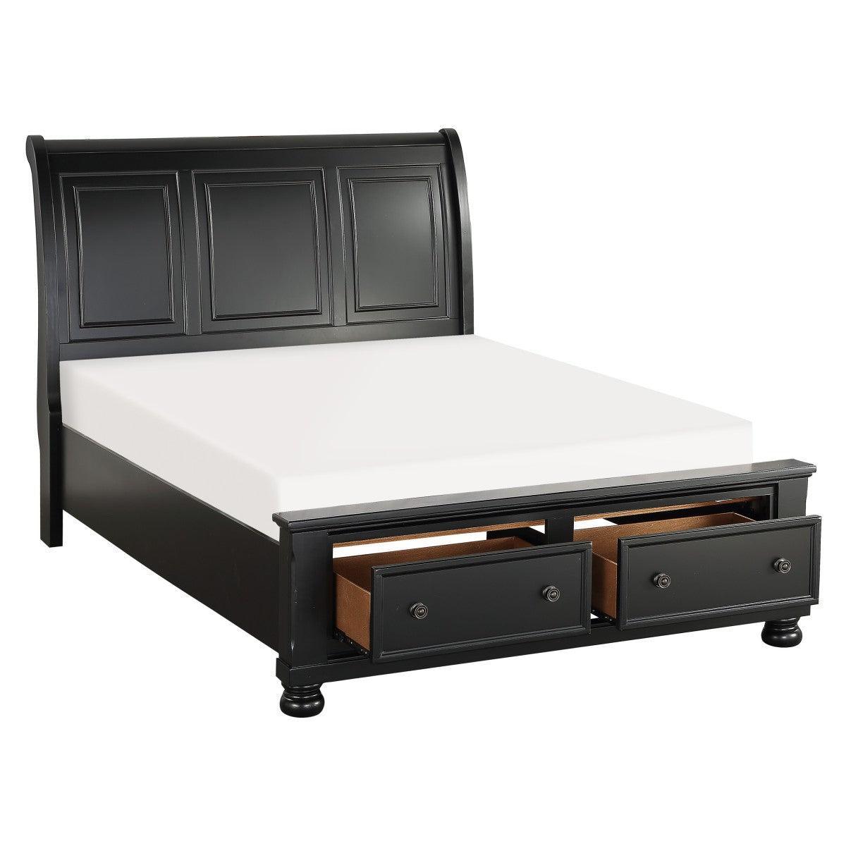 Laurelin Black Modern Traditional Transitional Wood And Engineered Wood Queen Sleigh Storage Bed - Ella Furniture