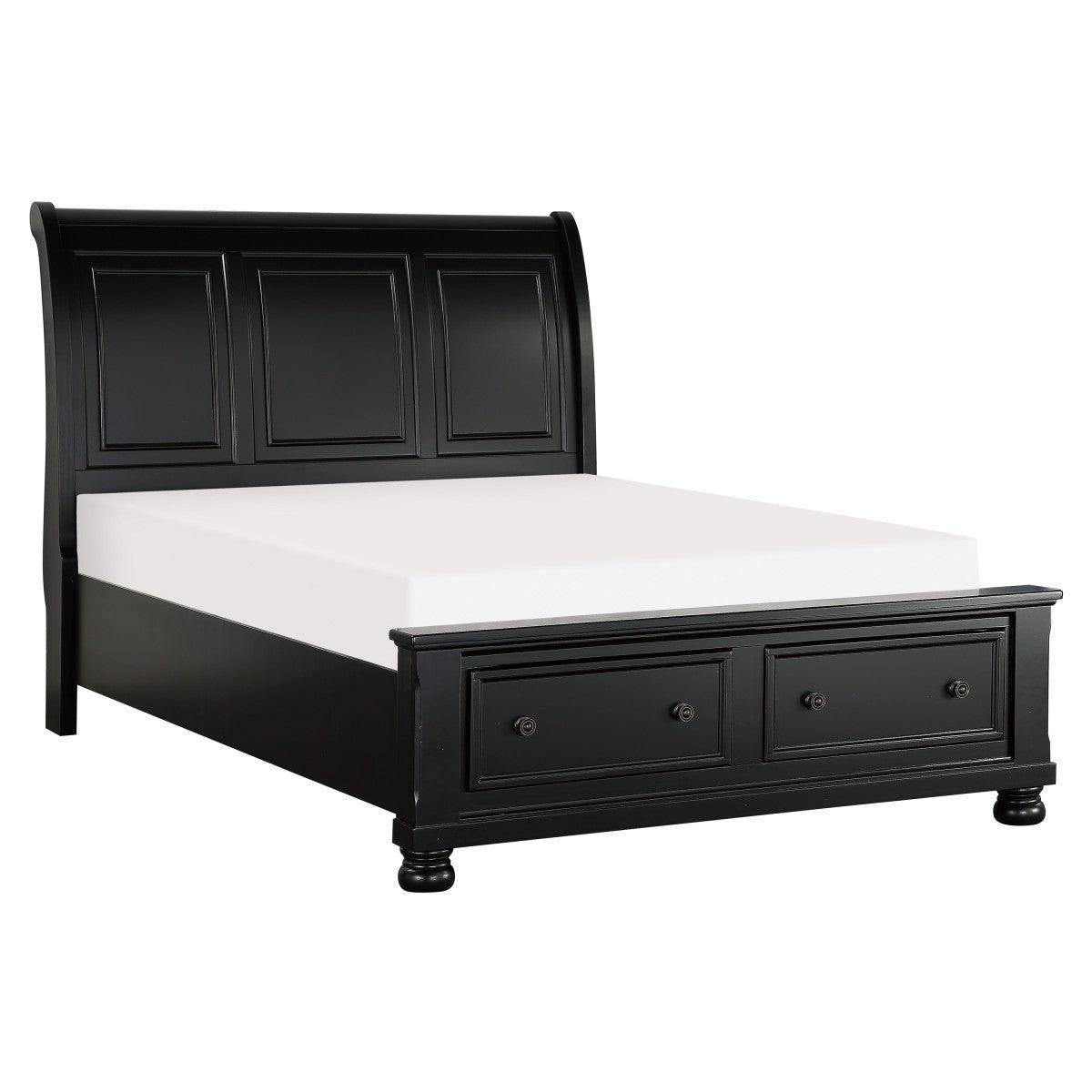 Laurelin Black Modern Traditional Transitional Wood And Engineered Wood Queen Sleigh Storage Bed - Ella Furniture