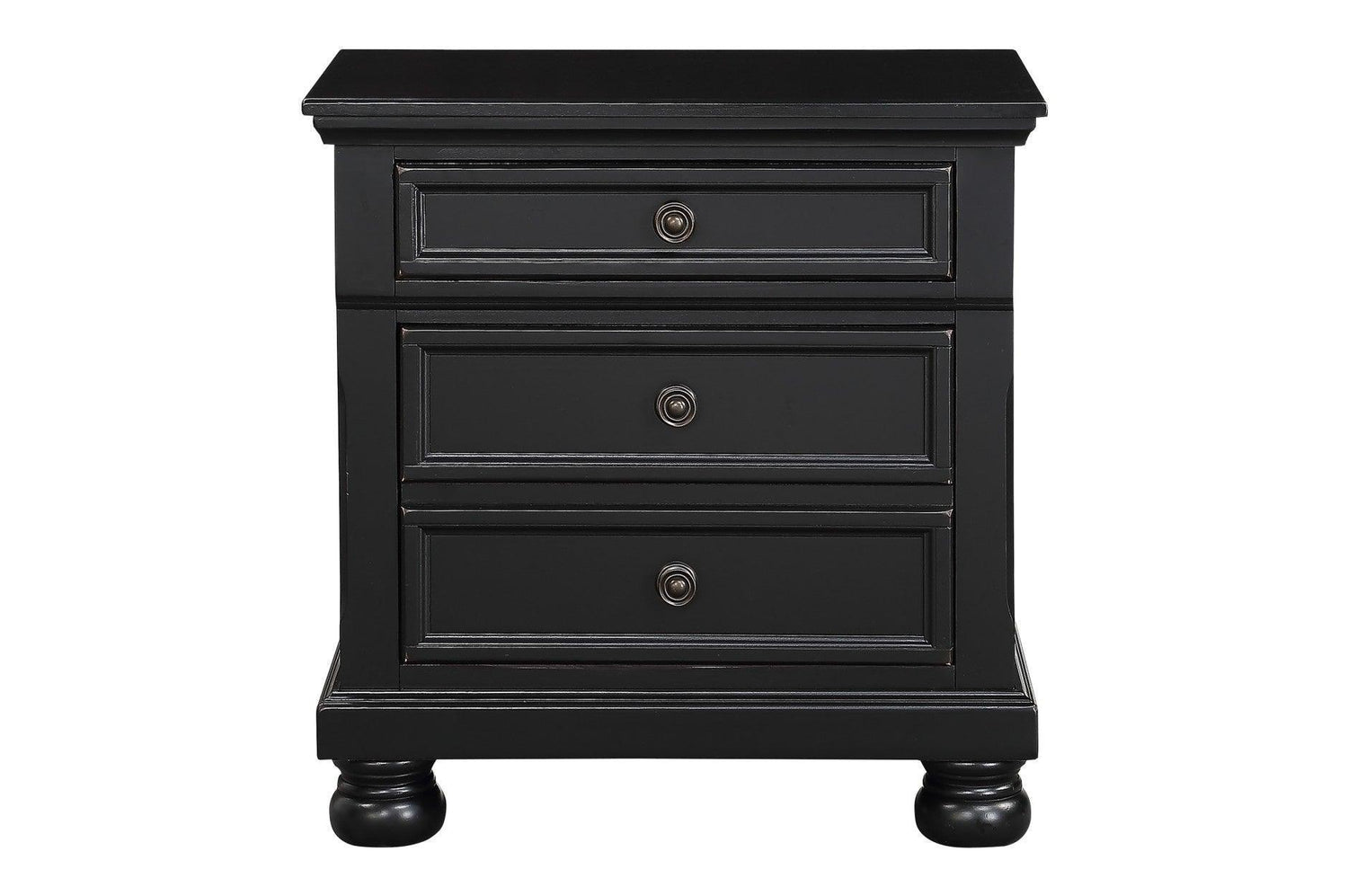 Laurelin Black Sand-through Finish Contemporary Transitional Solid Wood Storage Bedroom Set - Ella Furniture